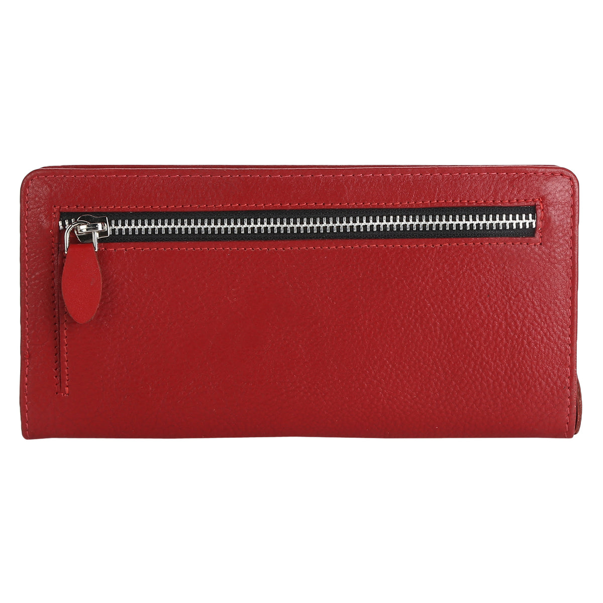 Genuine leather maroon gusset clutch