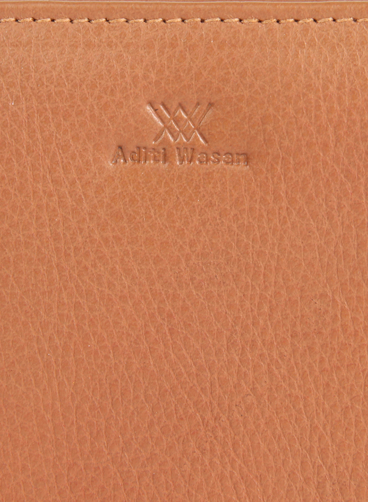 Genuine leather tan gusset clutch
