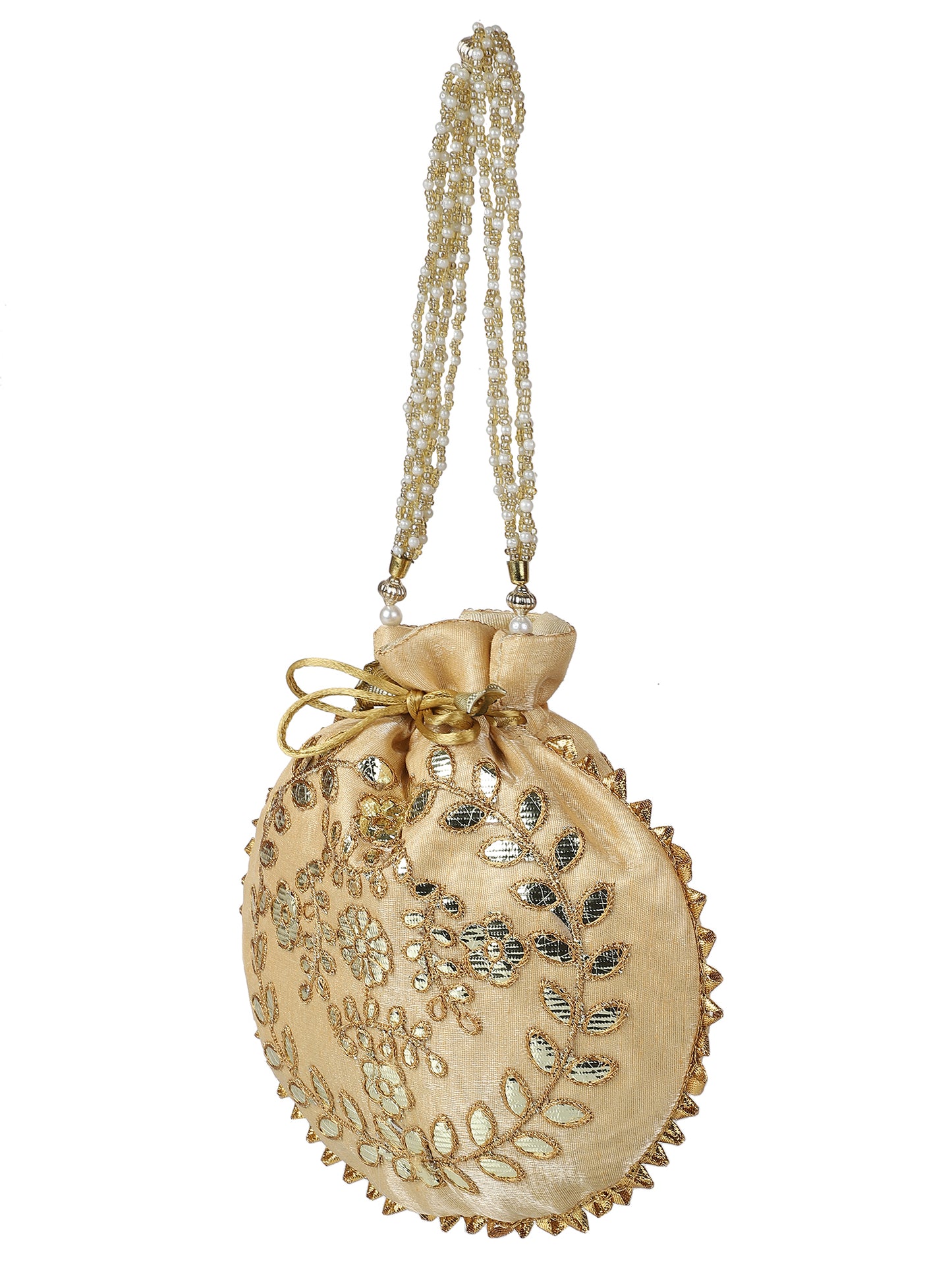 Gold-toned embroidered potli bag