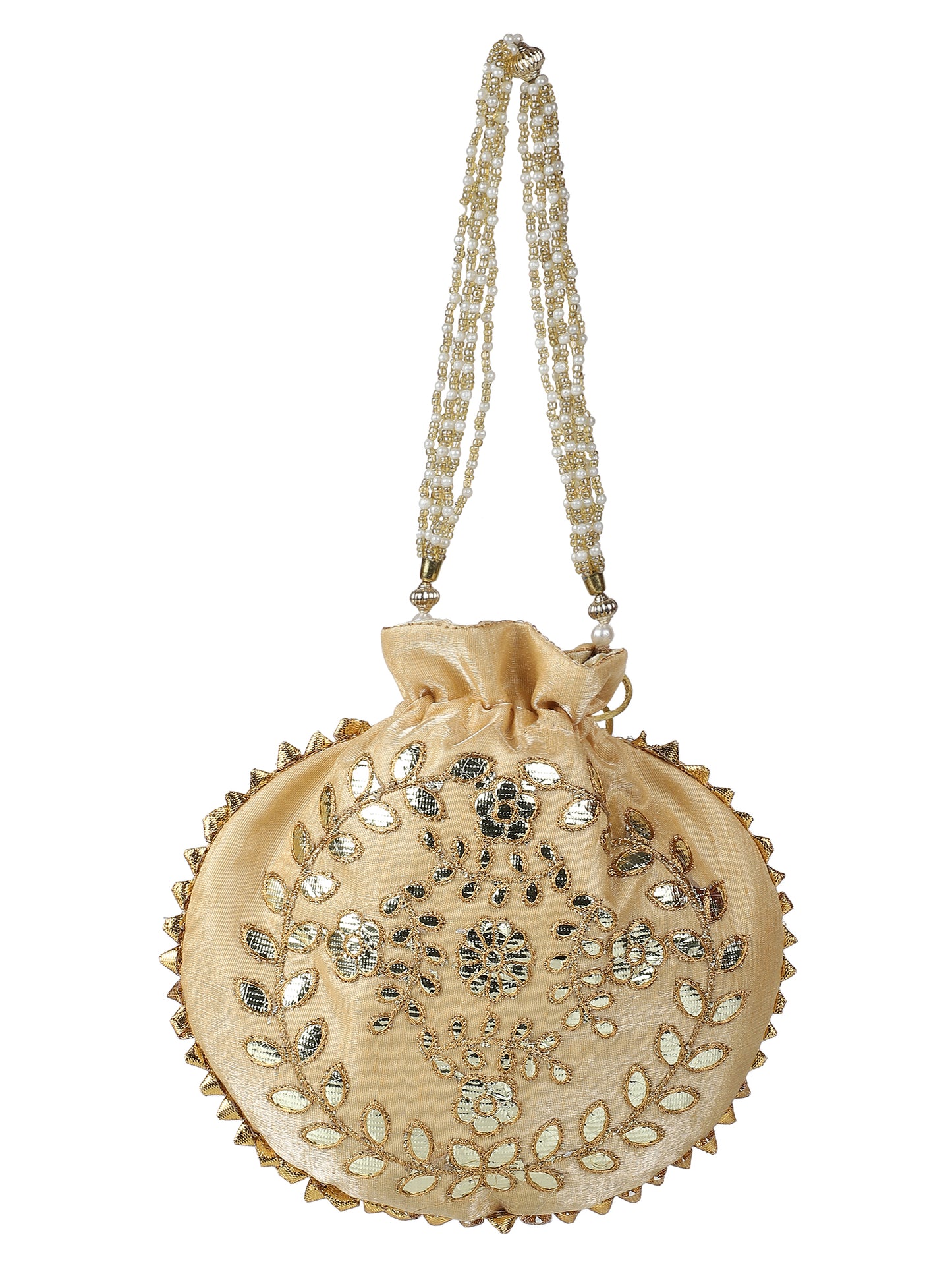 Gold-toned embroidered potli bag