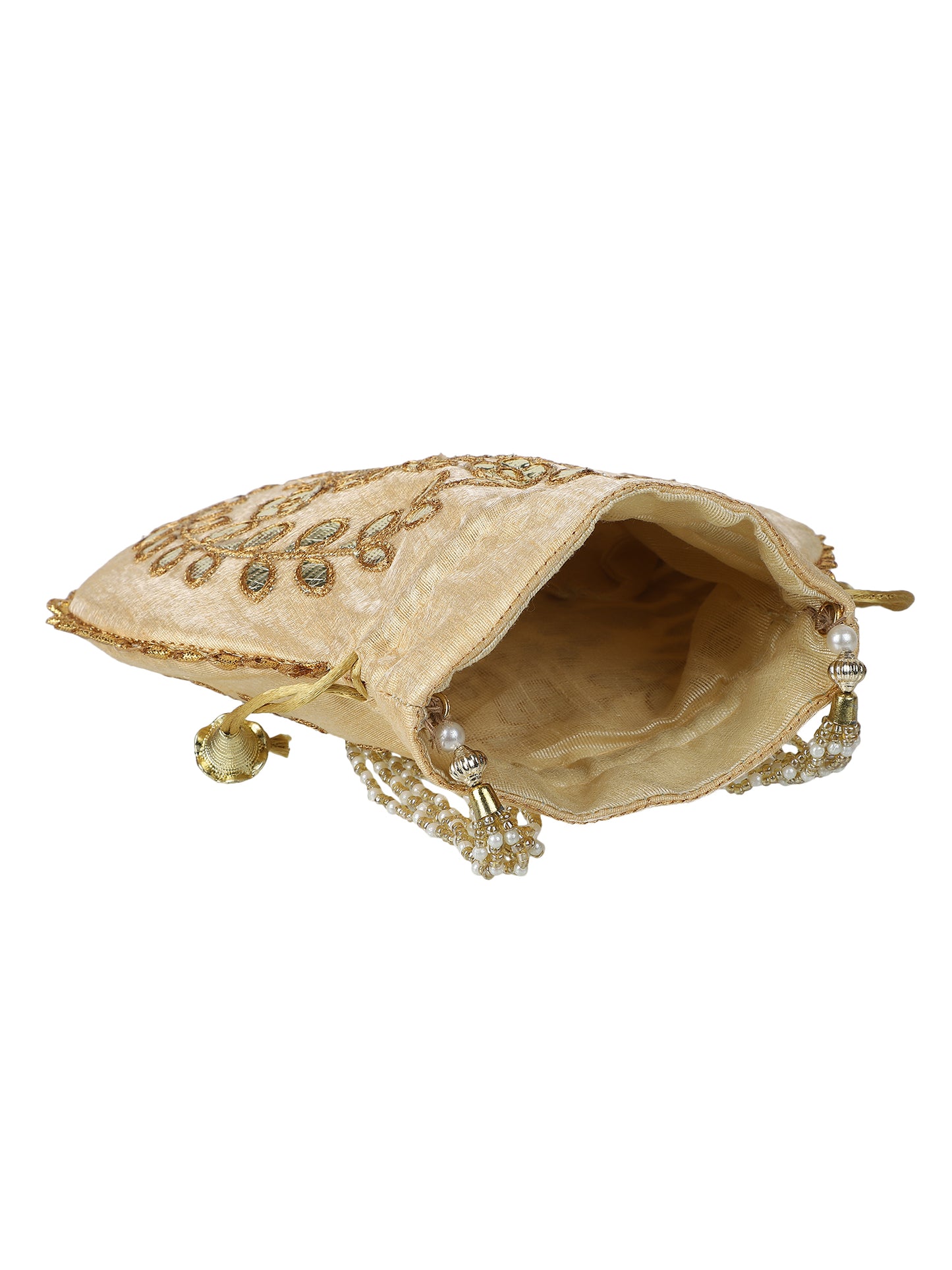 Gold-toned embroidered potli bag