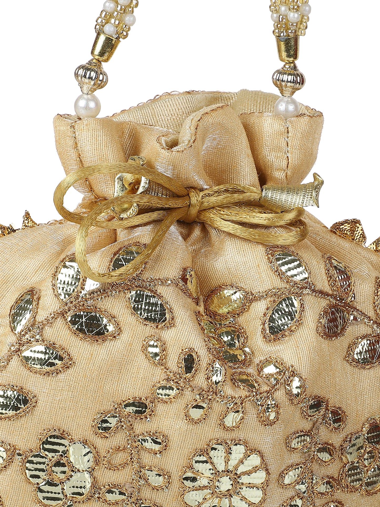 Gold-toned embroidered potli bag