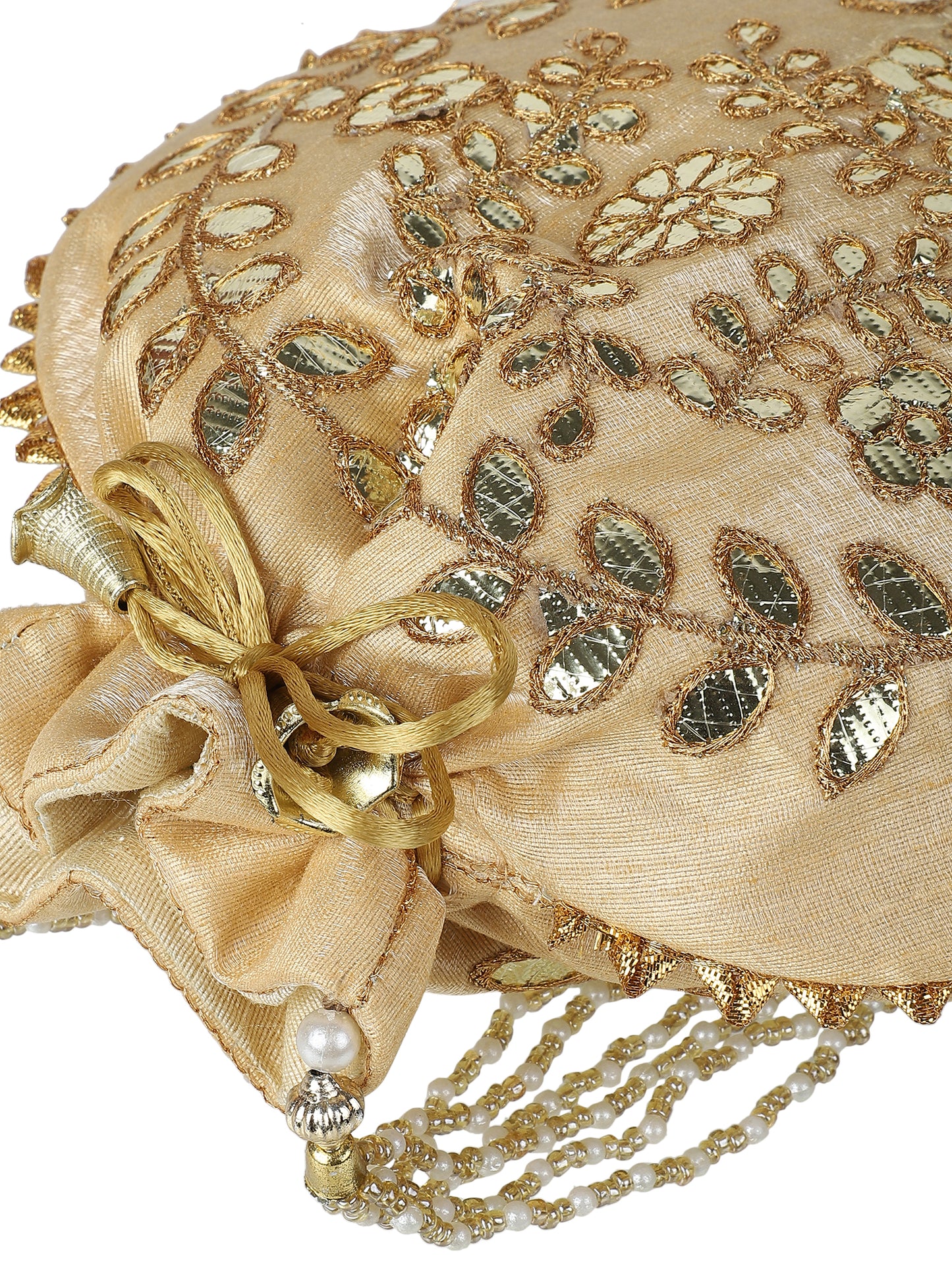 Gold-toned embroidered potli bag