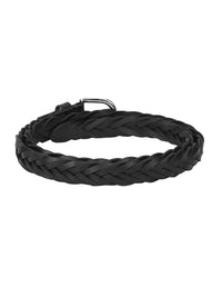 Genuine leather black braided women's belt