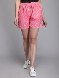 Pink printed rayon shorts