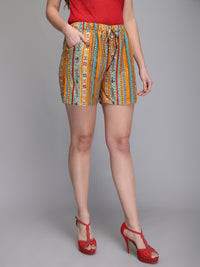 Printed & jacquard rayon shorts