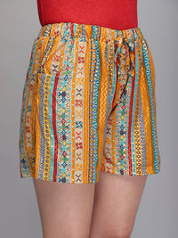 Printed & jacquard rayon shorts