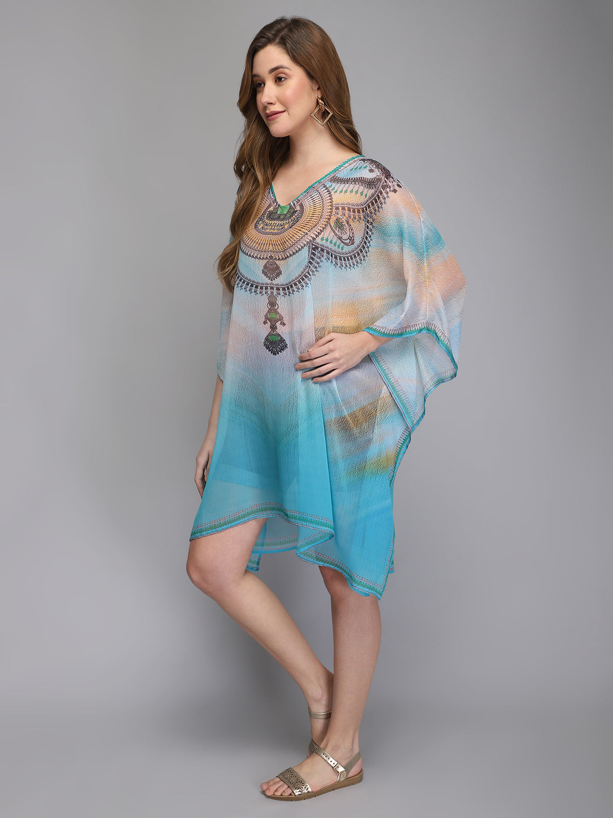Blue Polyester Kaftan
