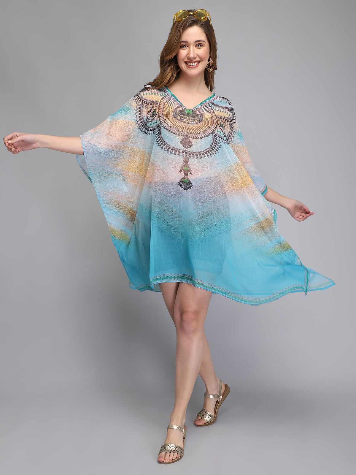 Blue Polyester Kaftan