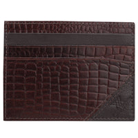 Genuine leather brown croc embossed cardholder