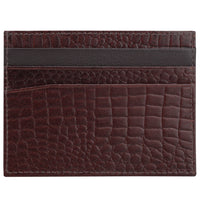 Genuine leather brown croc embossed cardholder