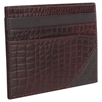 Genuine leather brown croc embossed cardholder