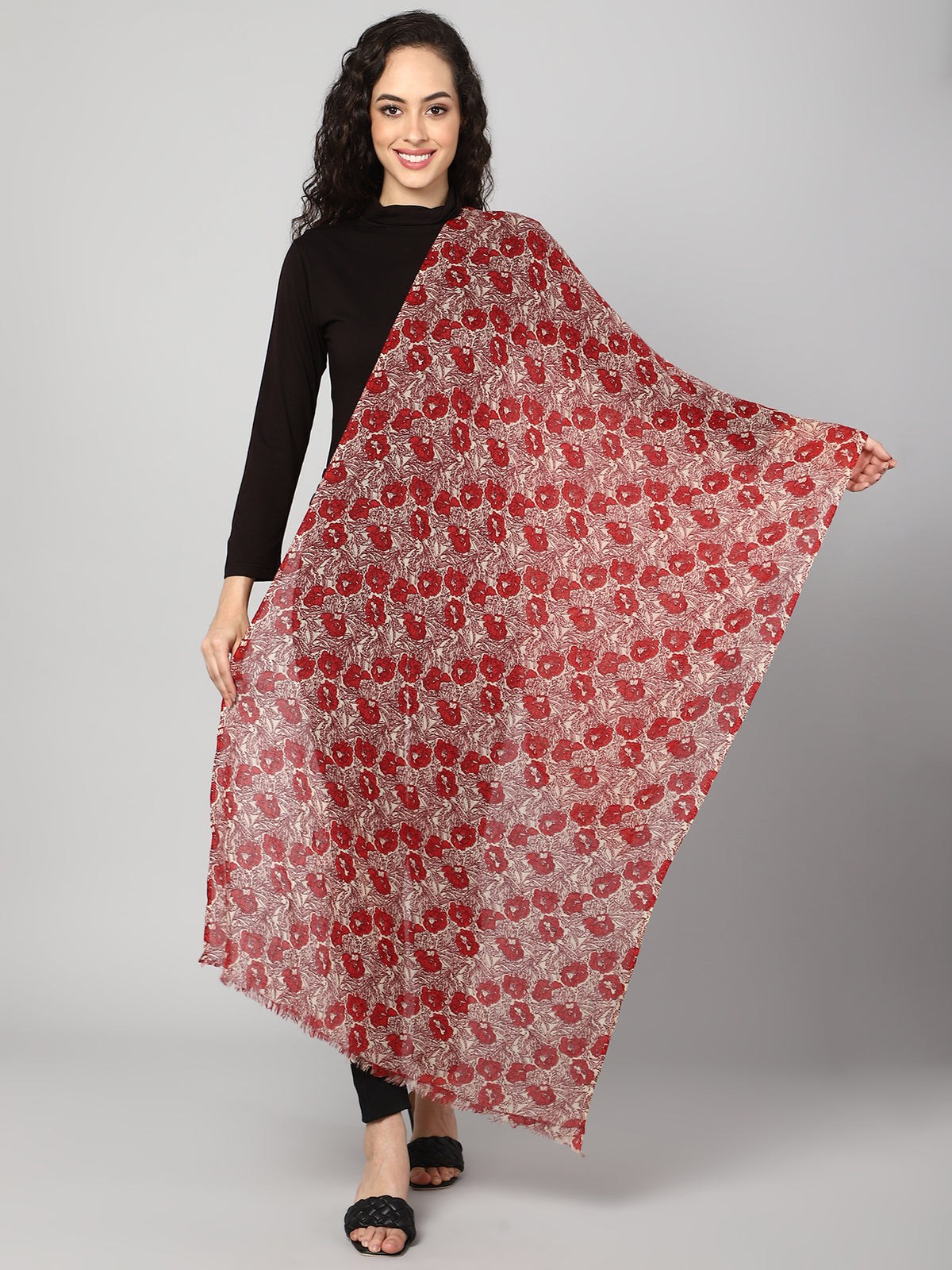 Floral Printed Woolen Women's Stole