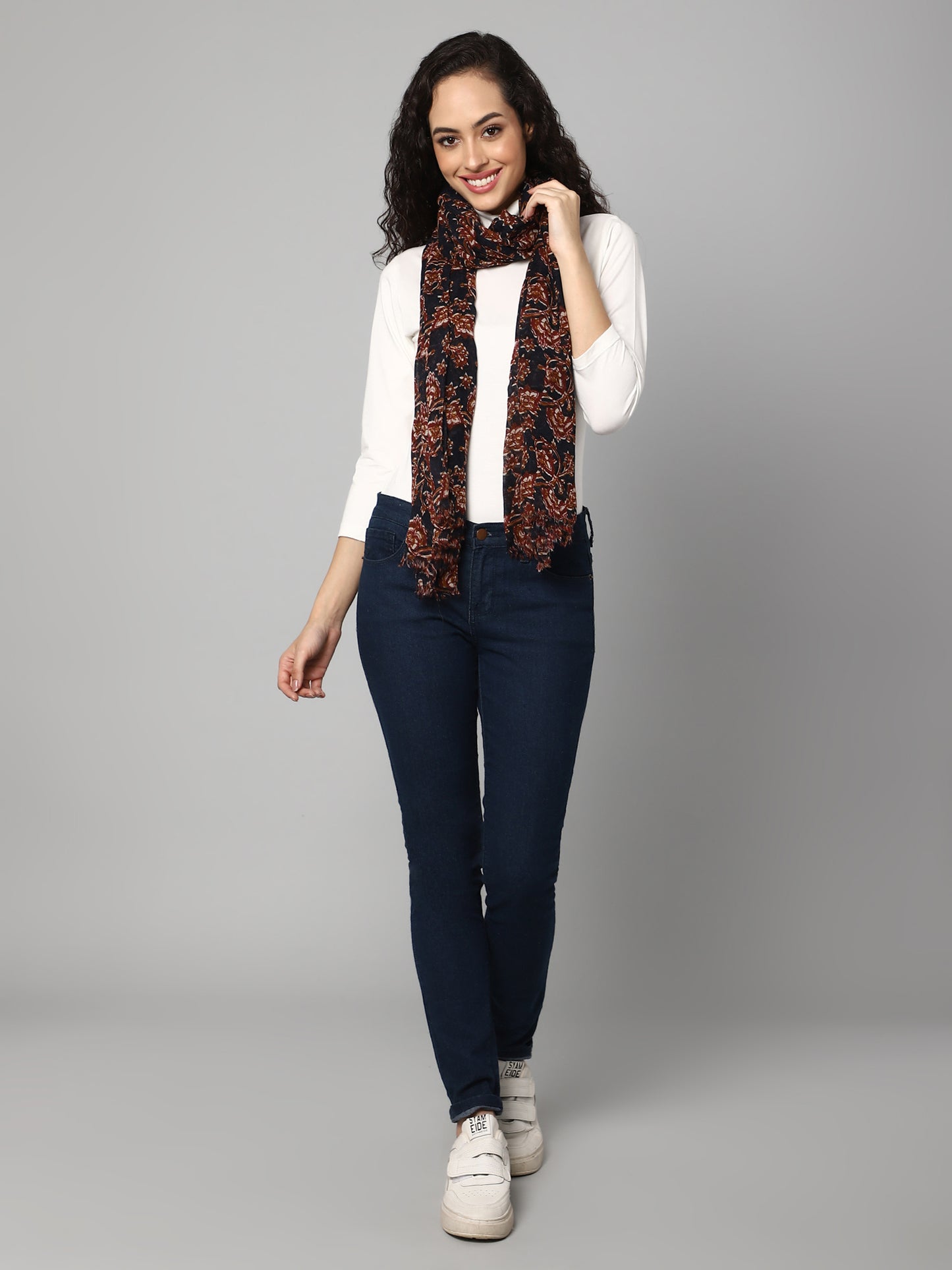 Floral printed woolen stole
