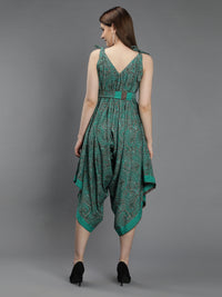 Paisley print green harem jumpsuit