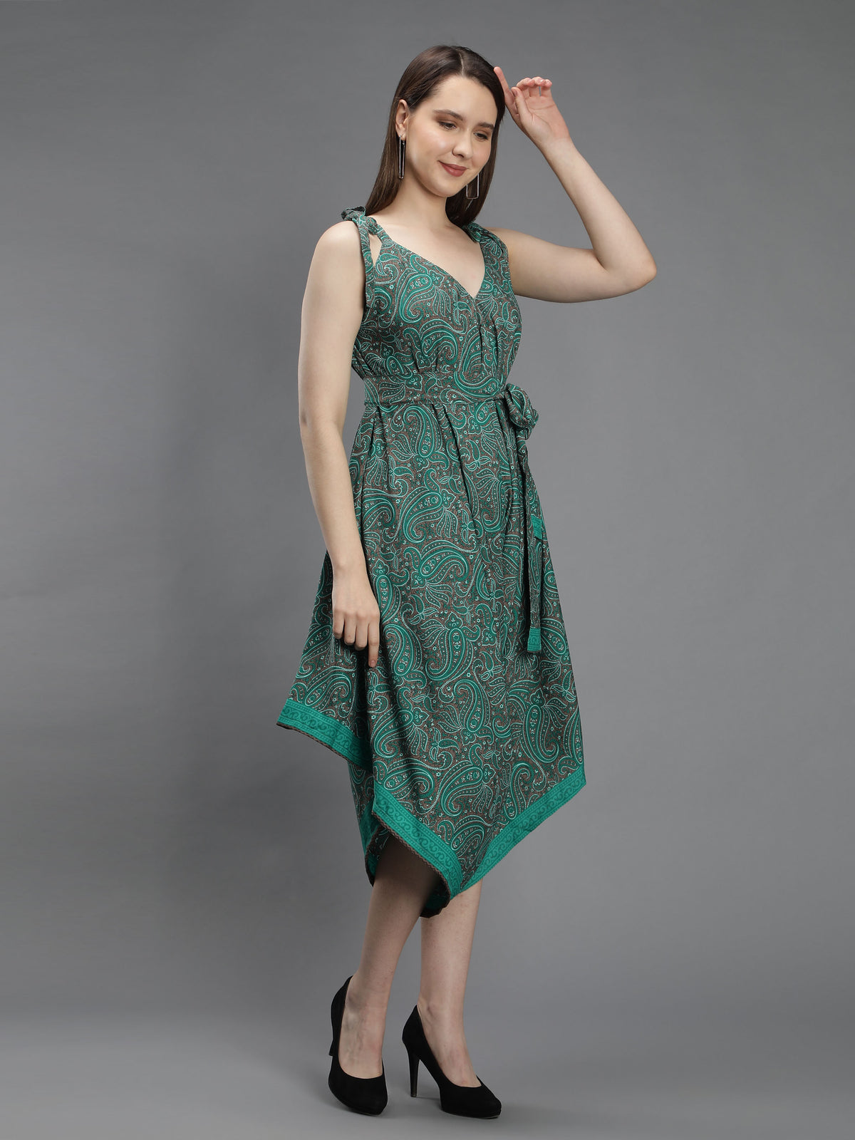 Paisley print green harem jumpsuit