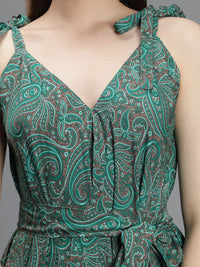 Paisley print green harem jumpsuit