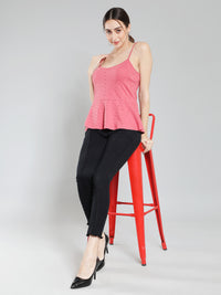 Pink schiffli linen blend top