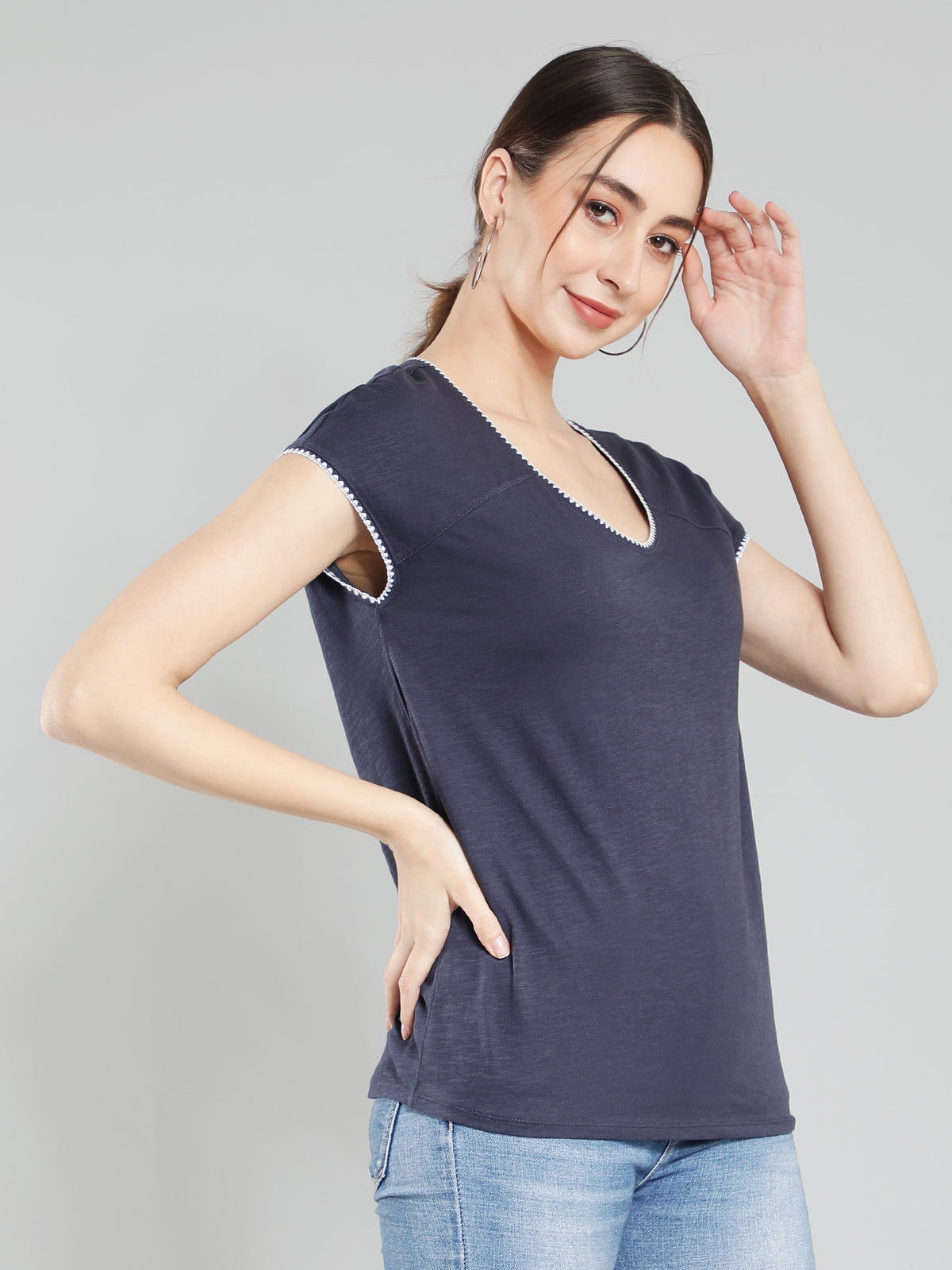 Navy blue cotton top