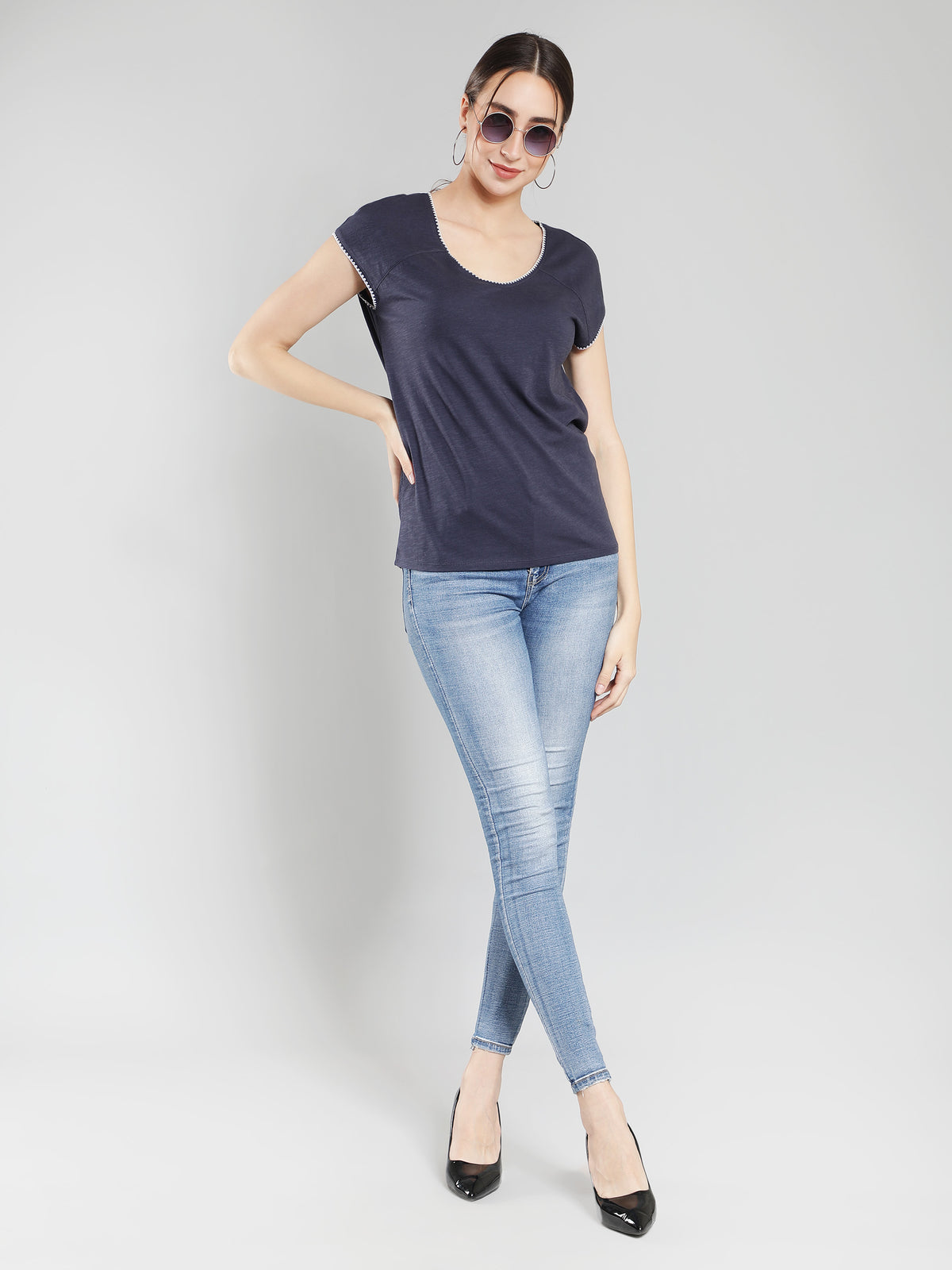 Navy blue cotton top