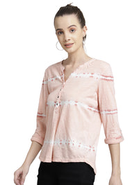 Pink tie & die viscose top