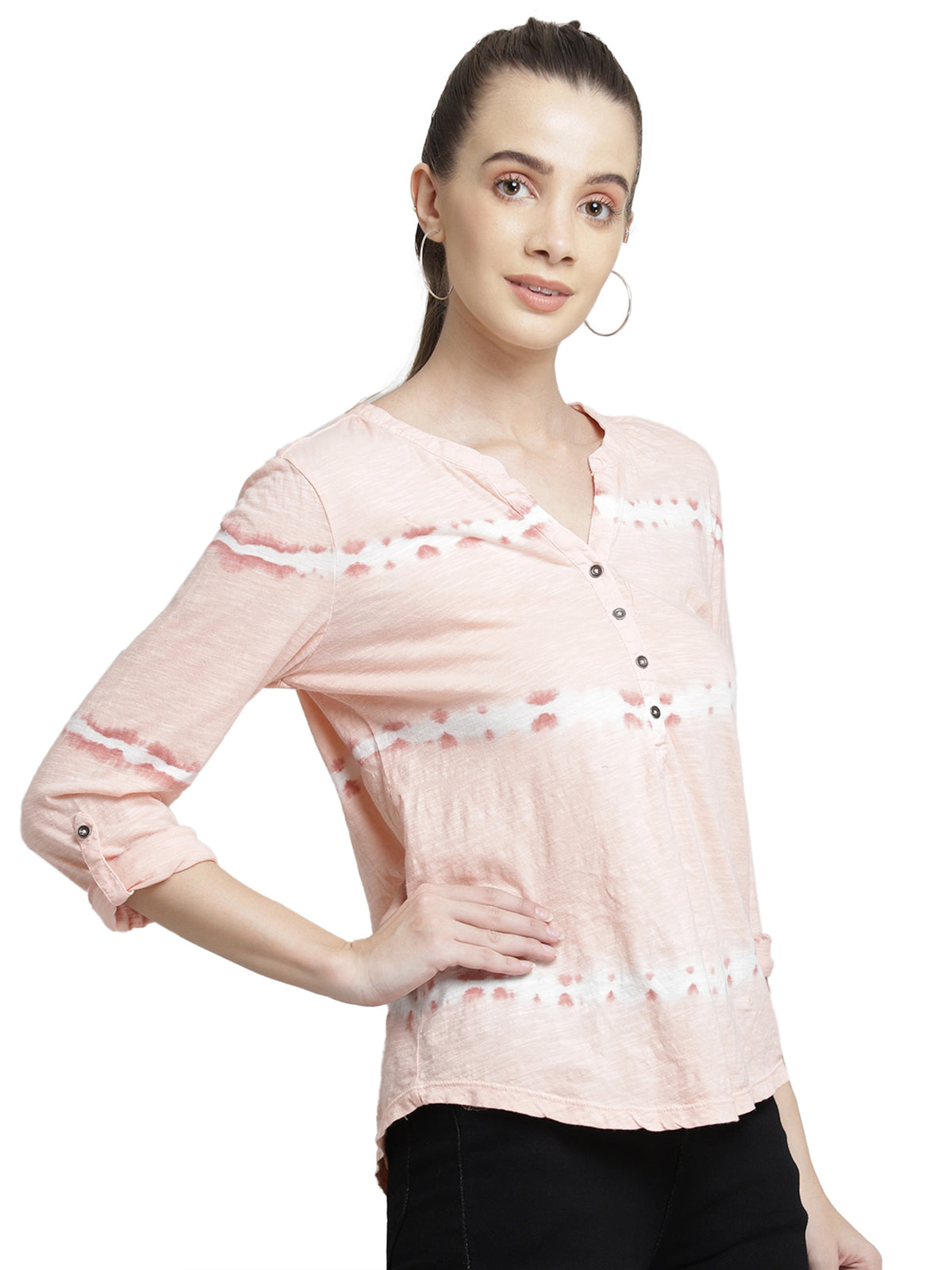 Pink tie & die viscose top
