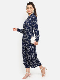 Blue printed jumpsuit