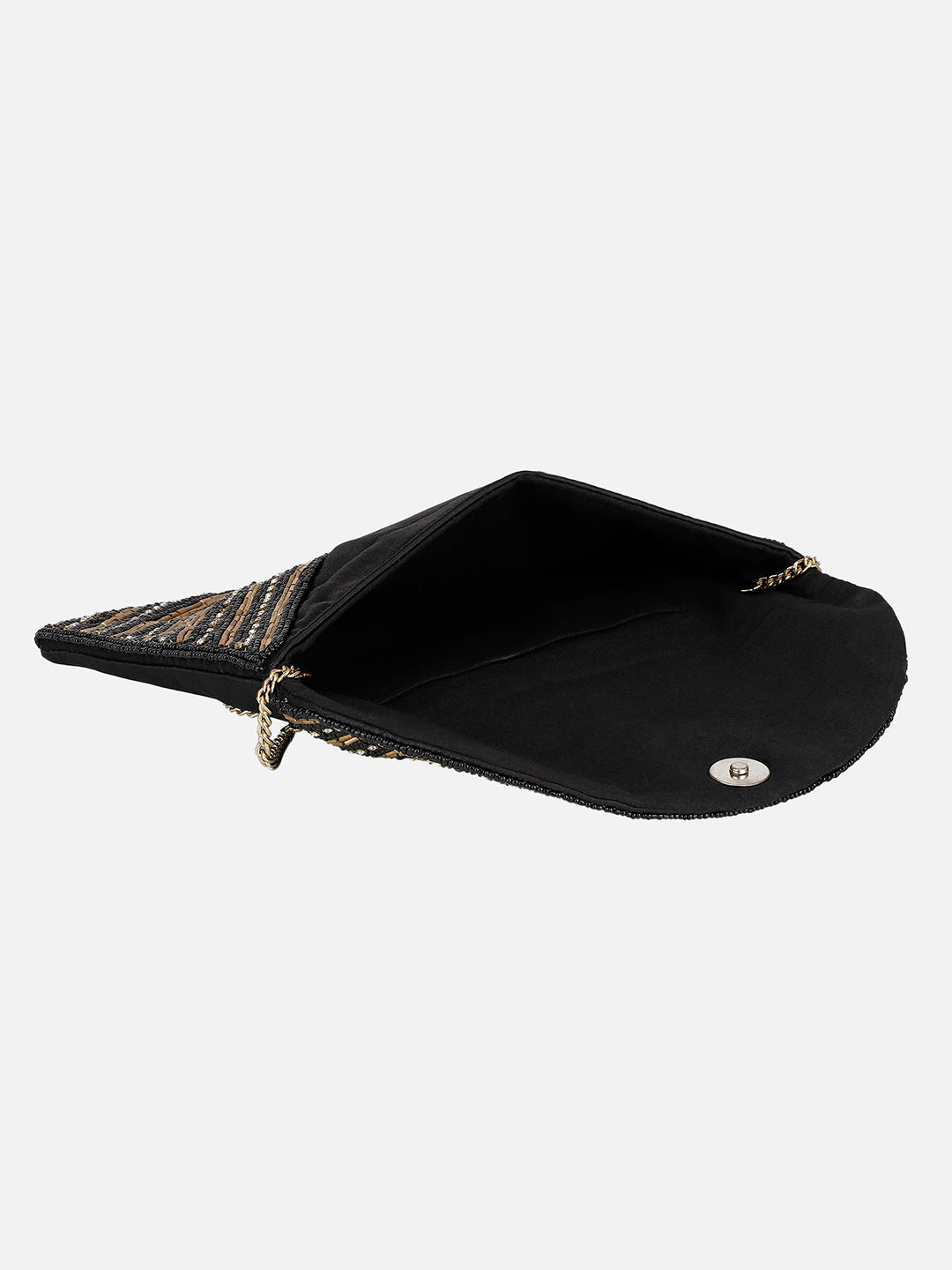 Embroidered Black and Golden Clutch