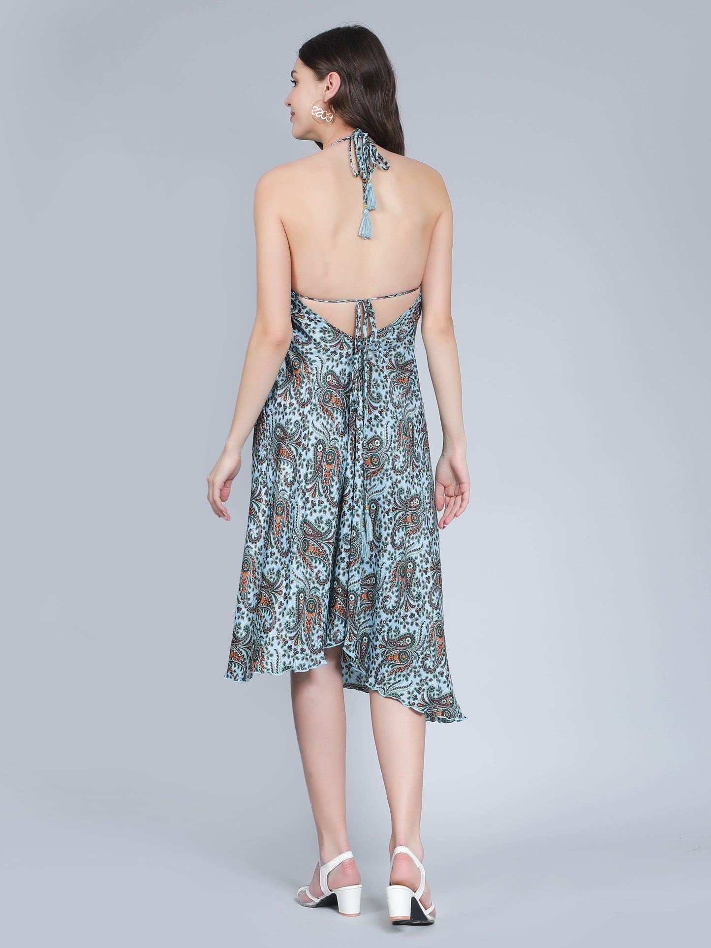 Women Blue Midi A-line Dress
