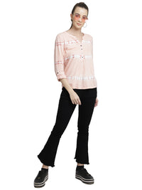 Pink tie & die viscose top