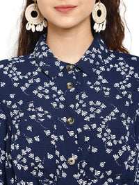 Blue printed jumpsuit