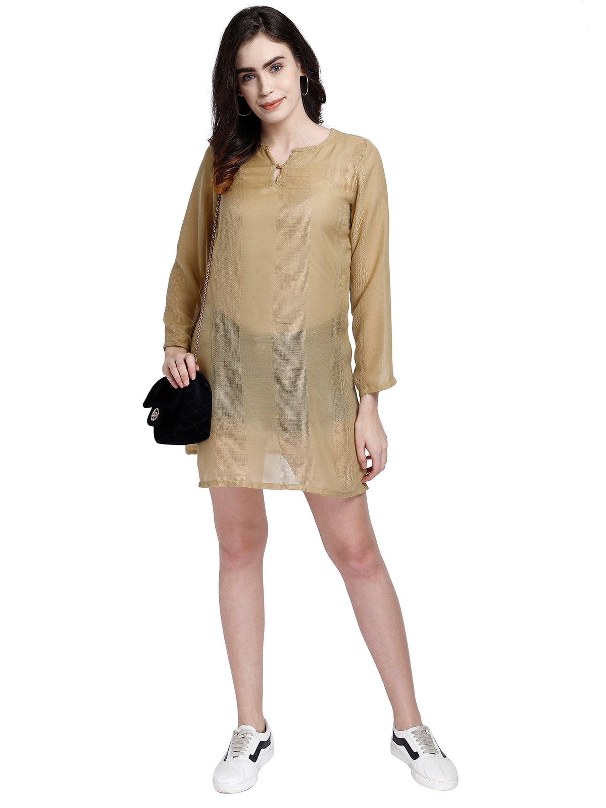 Beige sheer cotton tunic