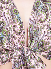 Women Printed Tie Front Top and Palazzo Pant Co-ord Set