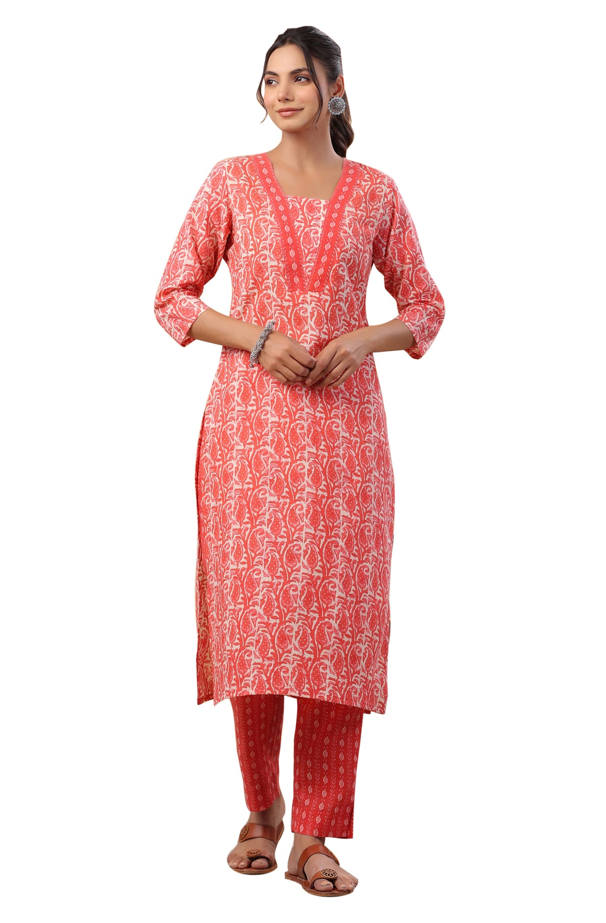 Red Printed Cotton Co-Ords - Set of 2