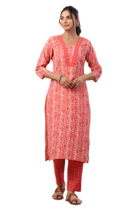 Red Printed Cotton Co-Ords - Set of 2