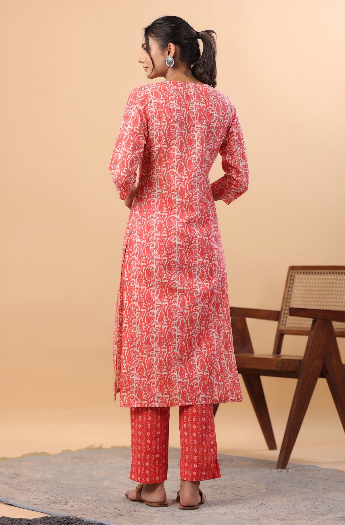 Red Printed Cotton Co-Ords - Set of 2