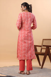 Red Printed Cotton Co-Ords - Set of 2