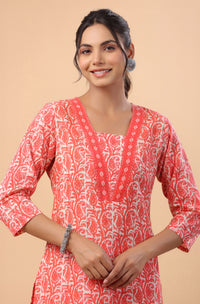 Red Printed Cotton Co-Ords - Set of 2