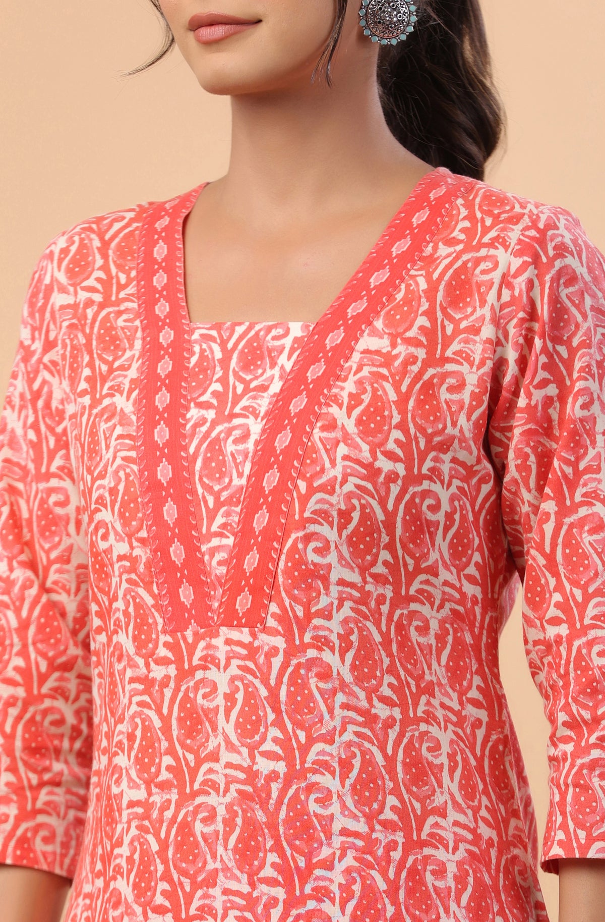 Red Printed Cotton Co-Ords - Set of 2