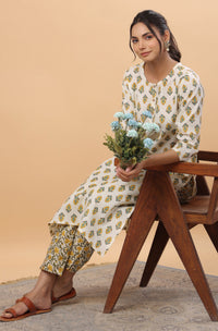 Cream Printed Cotton Co-Ords - Set of 2