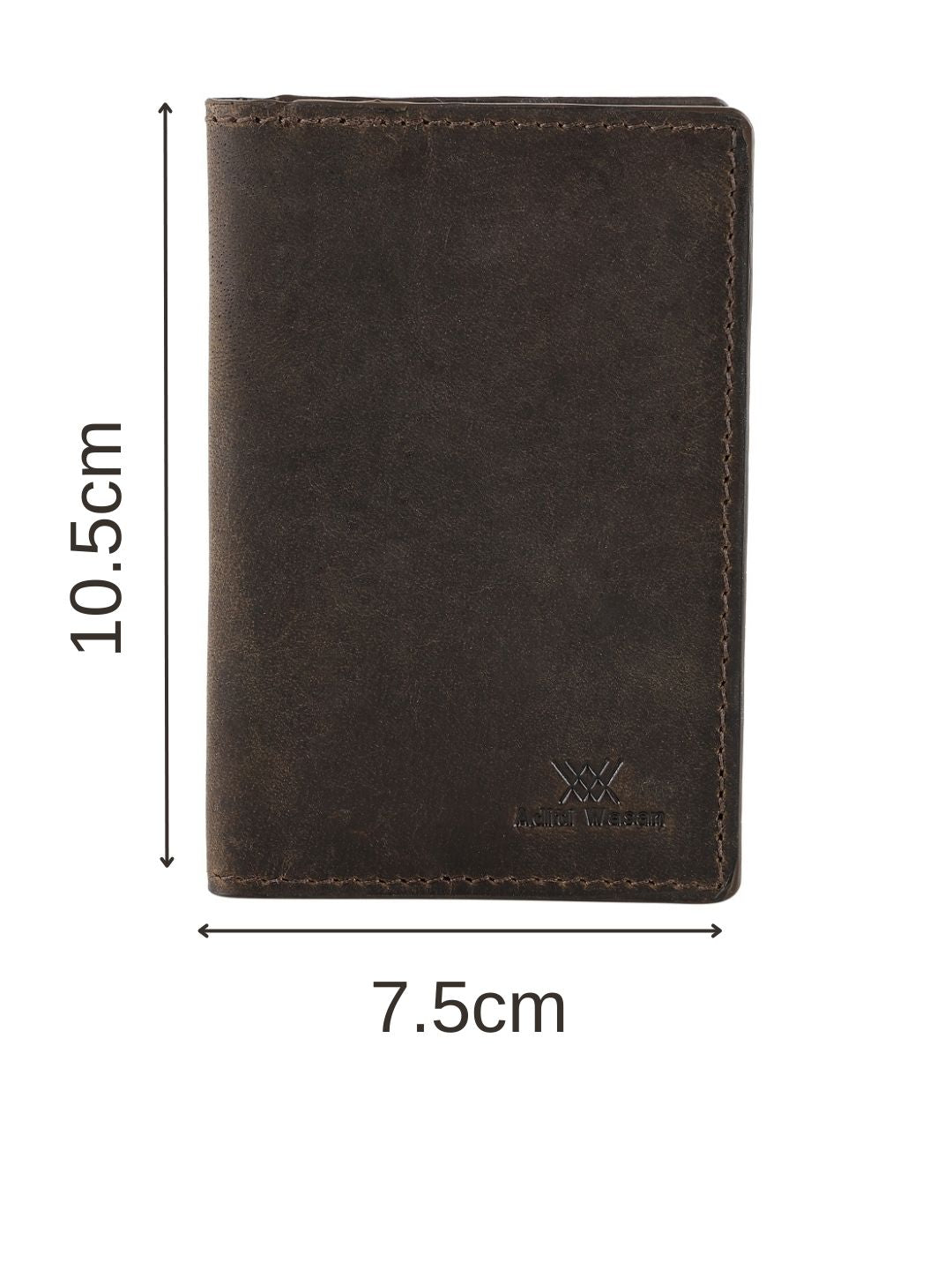 Genuine Leather Slim Wallet Cardholder with Stiched Detailing - Brown