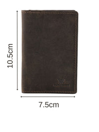 Genuine Leather Slim Wallet Cardholder with Stiched Detailing - Brown
