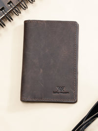Genuine Leather Slim Wallet Cardholder with Stiched Detailing - Brown