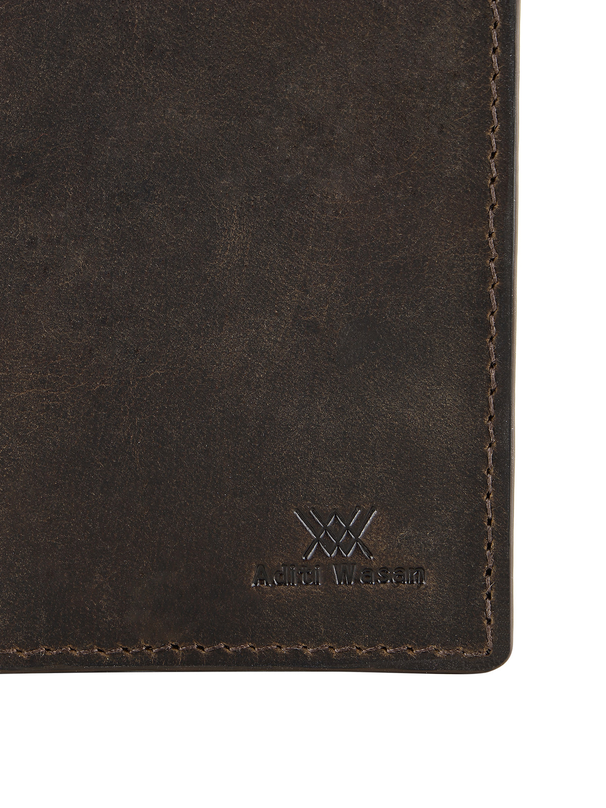 Genuine Leather Slim Wallet Cardholder with Stiched Detailing - Brown