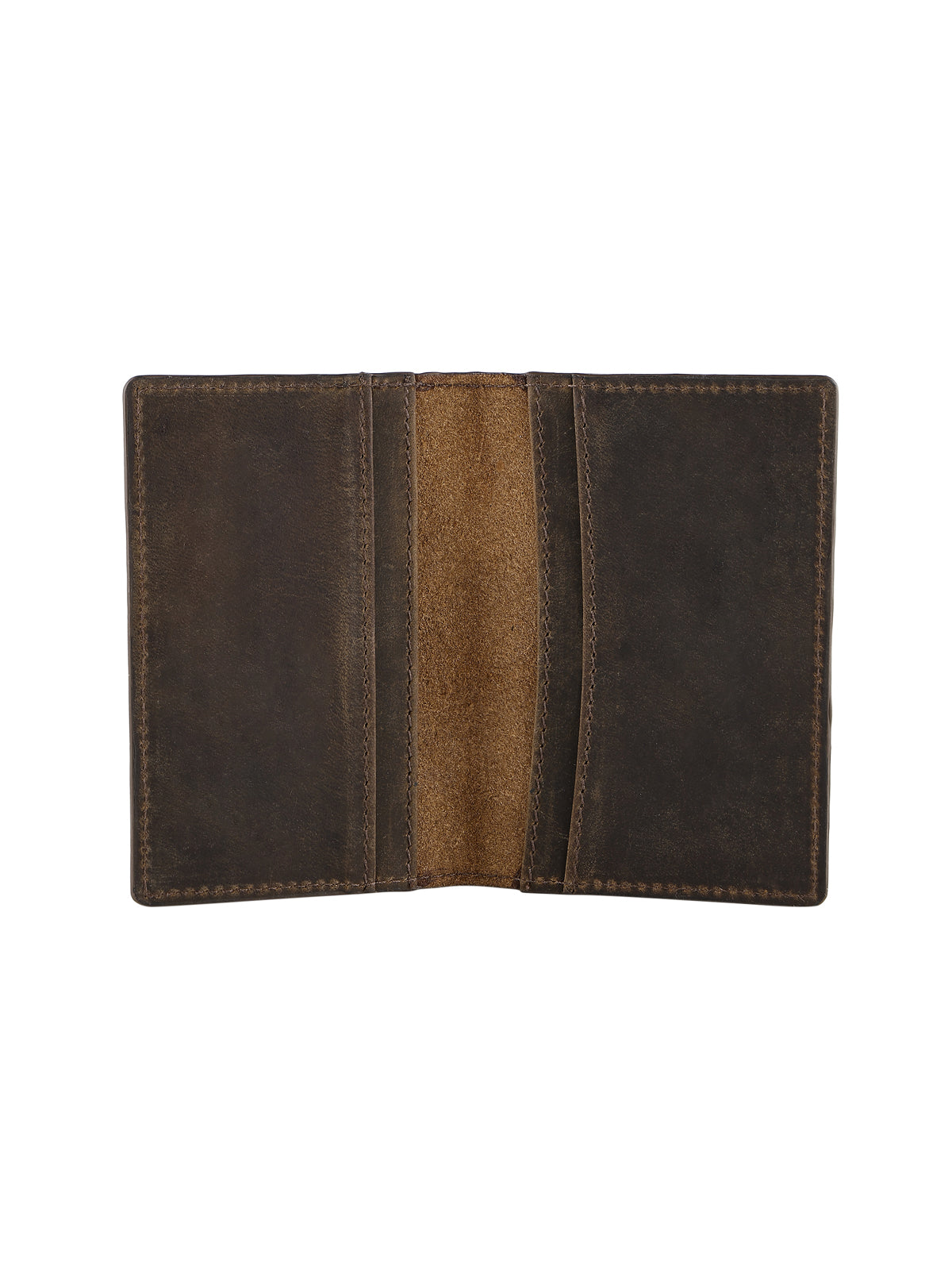 Genuine Leather Slim Wallet Cardholder with Stiched Detailing - Brown