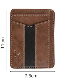 Genuine Leather Dual Tone Card Holder for Men's with Money Clip and 4 Card Holder Slot