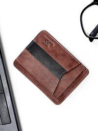 Genuine Leather Dual Tone Card Holder for Men's with Money Clip and 4 Card Holder Slot