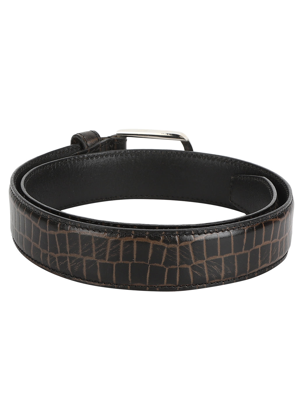 Brown croc embossed men's belt