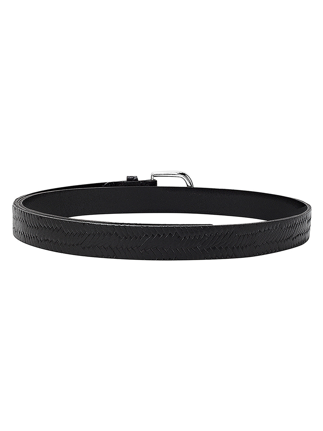 Weave pattern embossed black Women's Belt