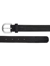 Weave pattern embossed black Women's Belt